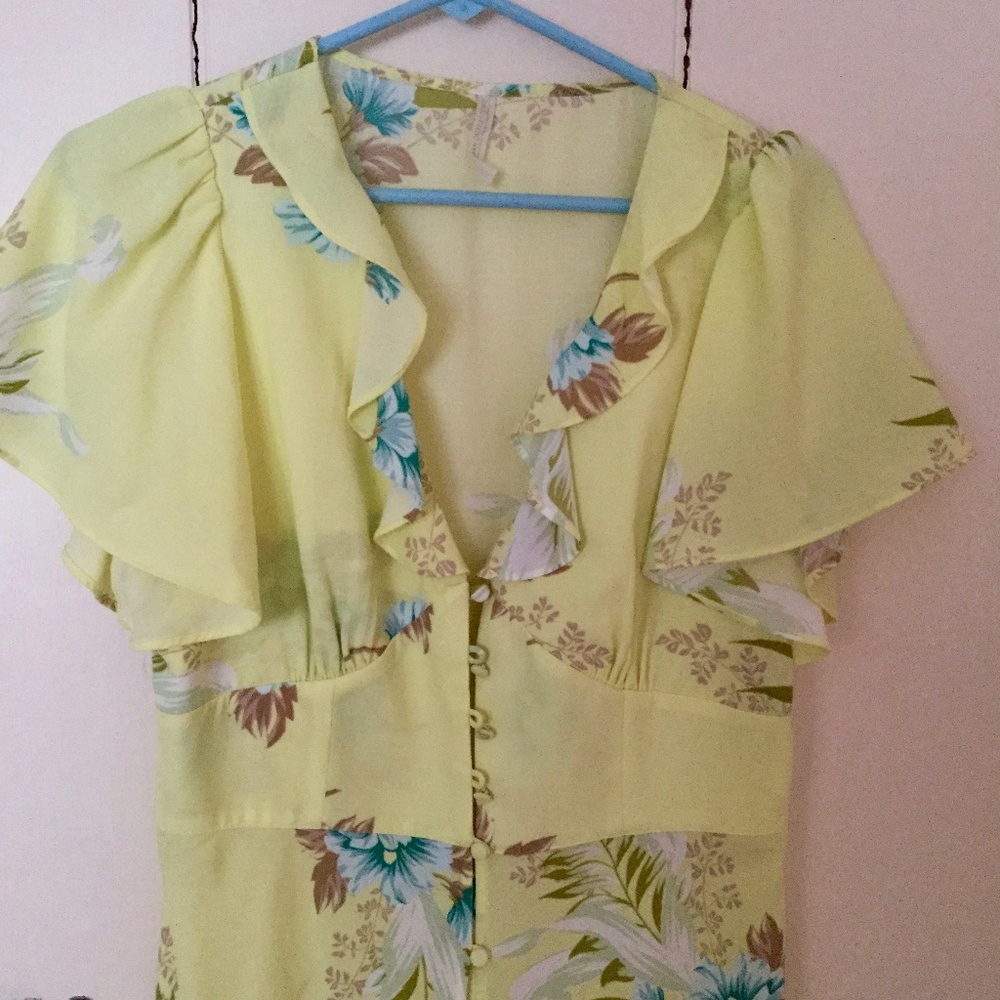 Urban Outfitters Floral Ruffle Midi Dress